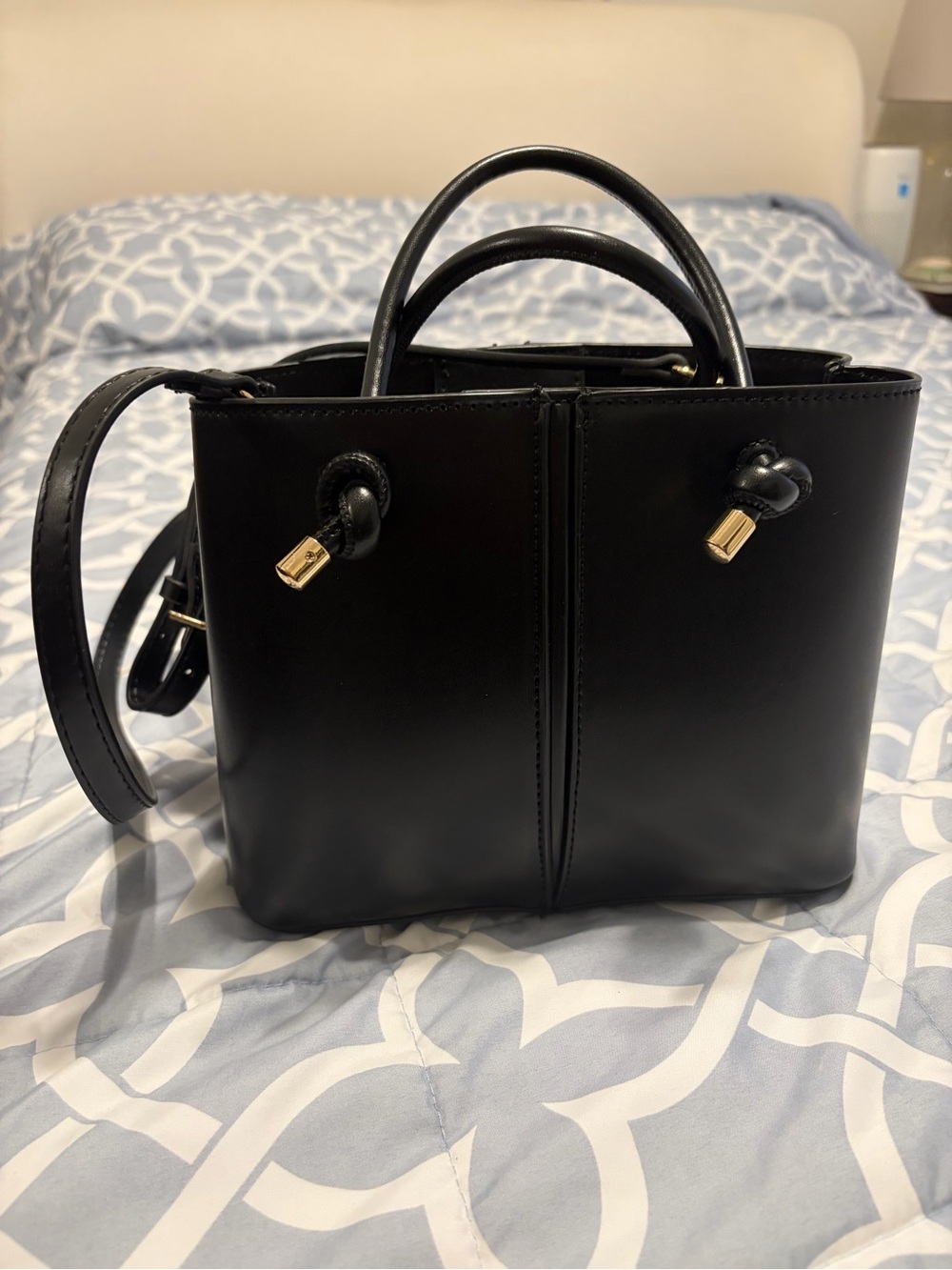 Zara Black Mini Tote with Gold Hardware